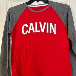 Calvin Klein Jeans Red and Gray Crew Neck 14 -16 L